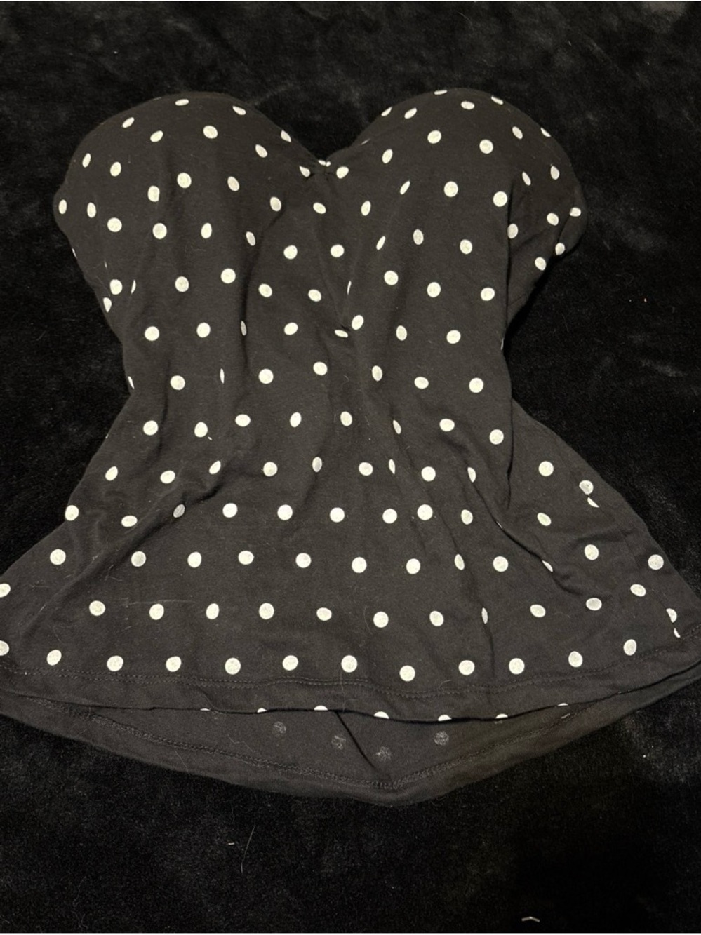 lei 2000s Black and White Polka Dot Strapless top